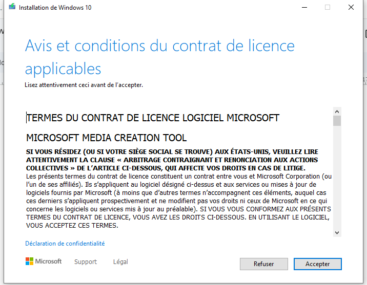 contrat de licence windows